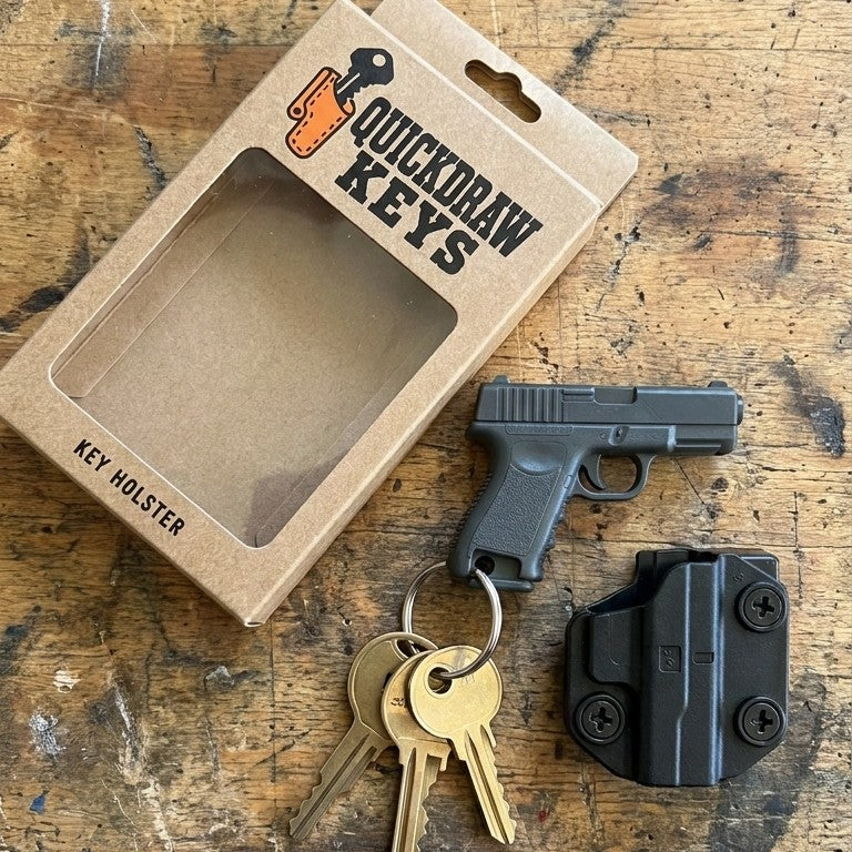 What is in the box: key holder, belt holster, keyring and the kraft box